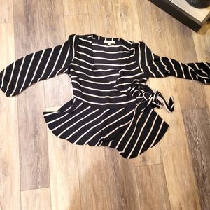 LOFT - Black Wrap Peplum Blouce - Size Medium